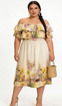 Picture of PLUS SIZE PRINTED DRESS WITH RUFFLED COLLAR